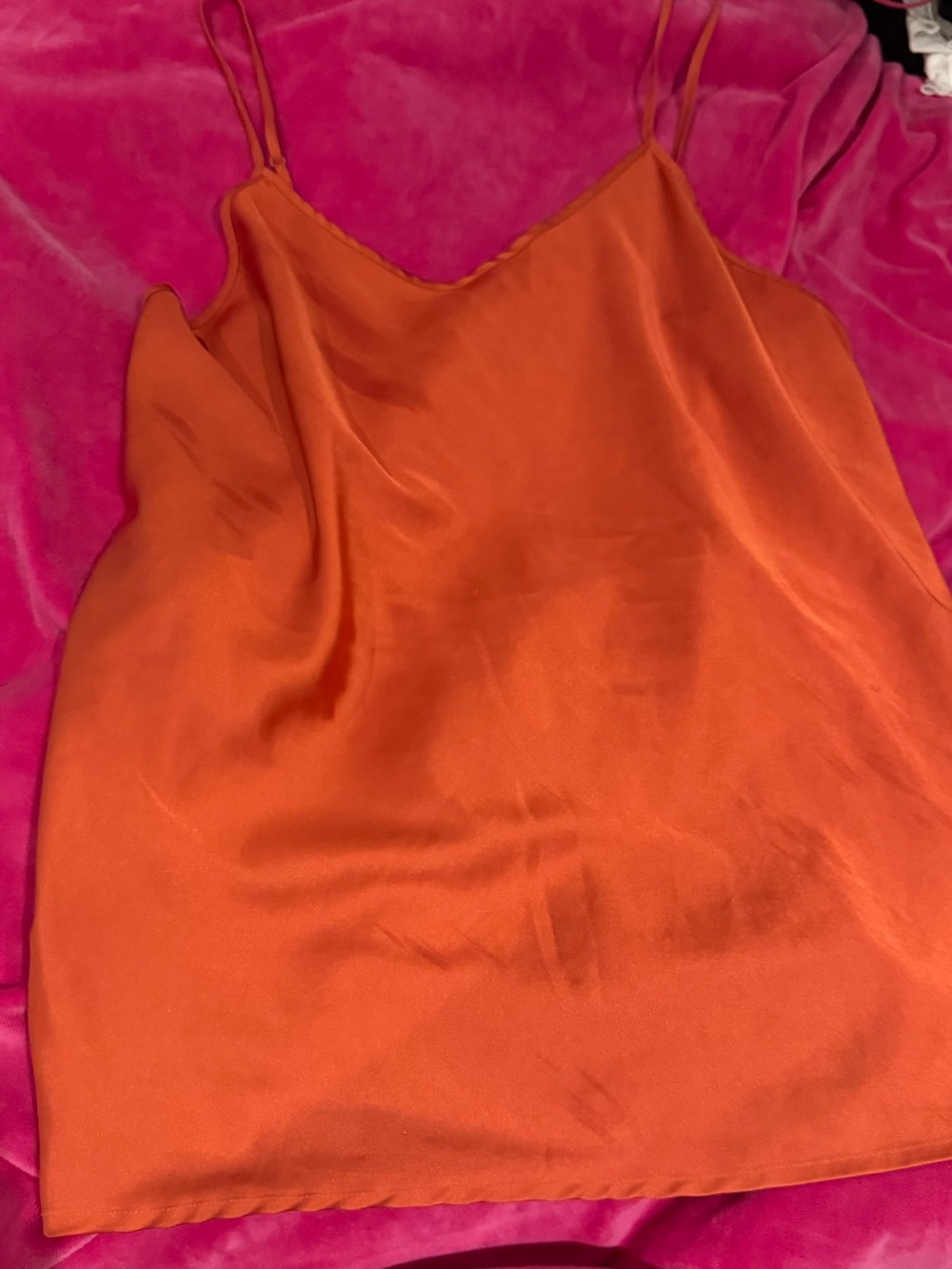 Modern Moments Burnt Orange Silk Cami Tank Top XL Adjustable Straps